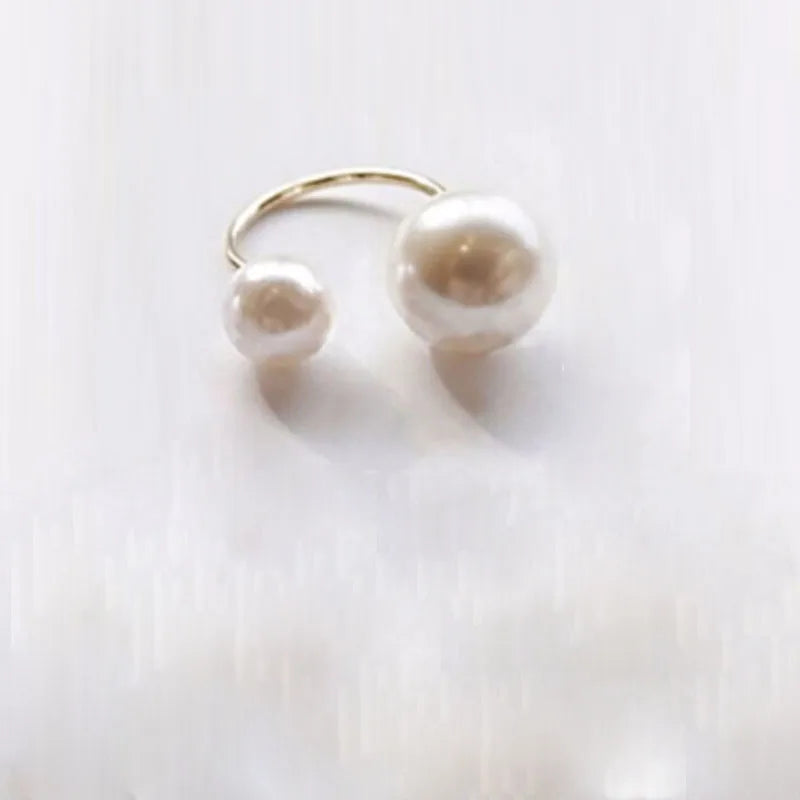 Classic Simulated Pearls Rings For Women Wedding & Engagement Jewelry Adjustable Anillos Finger Ring