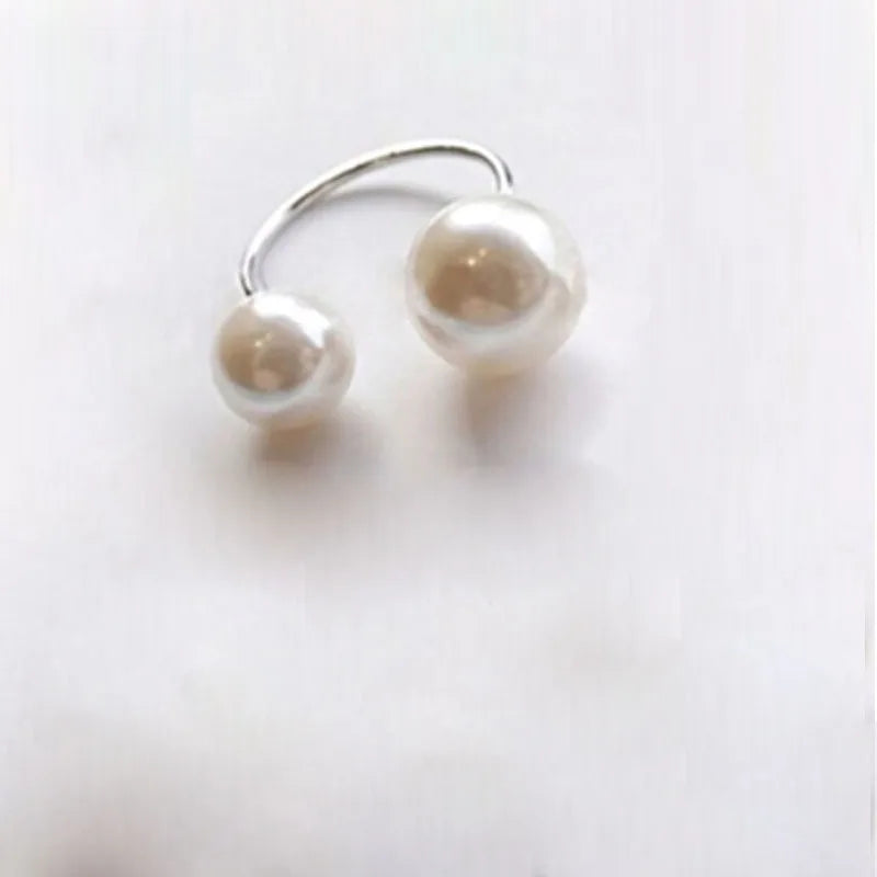 Classic Simulated Pearls Rings For Women Wedding & Engagement Jewelry Adjustable Anillos Finger Ring