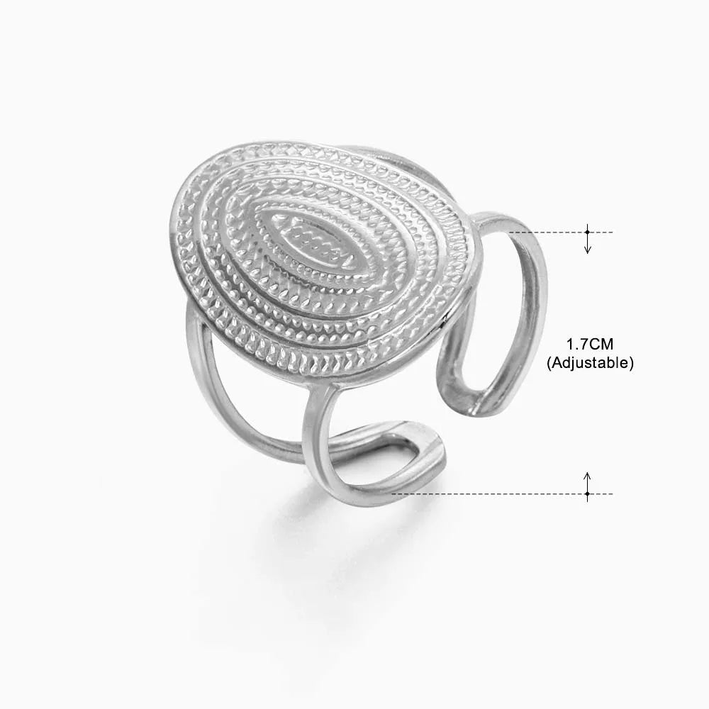 Stainless Steel Exaggerated Wide Face Rings for Women Men Minimalist Long Curved Surface Geometric Open Rings Jewelry Gift