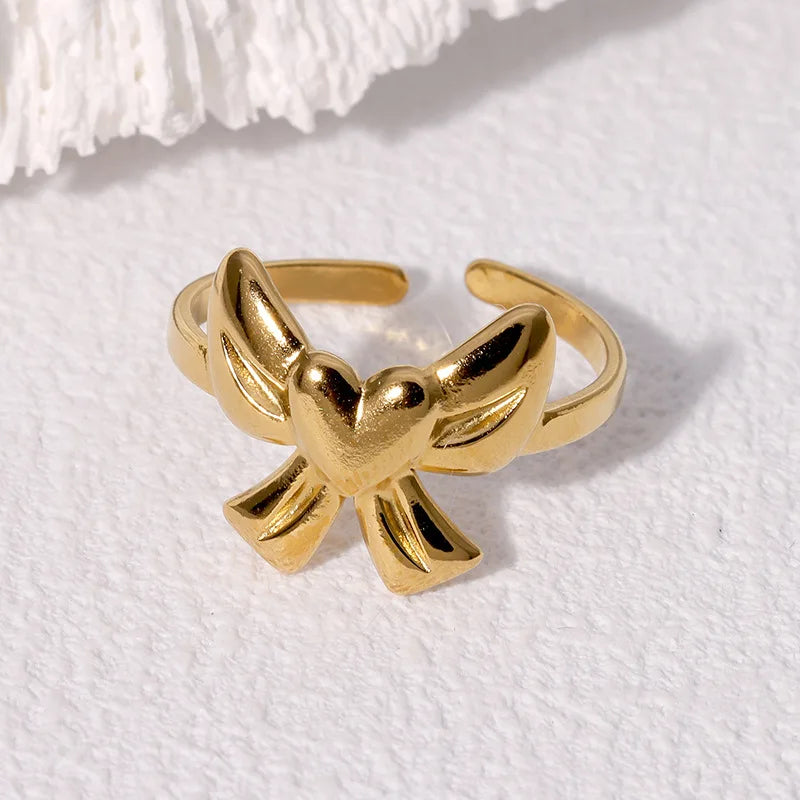 Gold Color Stainless Steel Ring Sweet Fashion