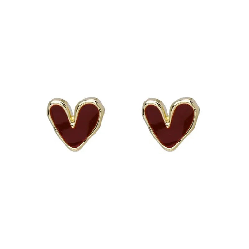 Cute Red Heart Stud Earrings For Women Luxury Temperament Wedding Party Romantic Earring Jewelry Accessories Girlfriend Gift