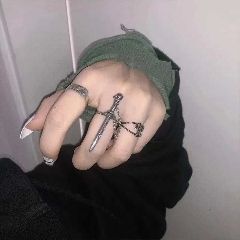 Punk Hip-Hop Sword Cross Rings