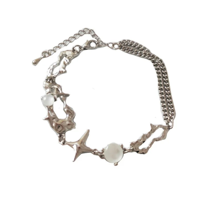 Irregular Hollow Four Pointed Star Design Bracelet