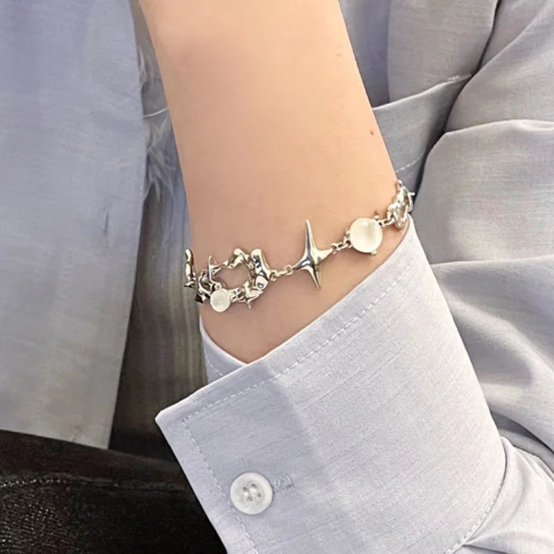 Irregular Hollow Four Pointed Star Design Bracelet