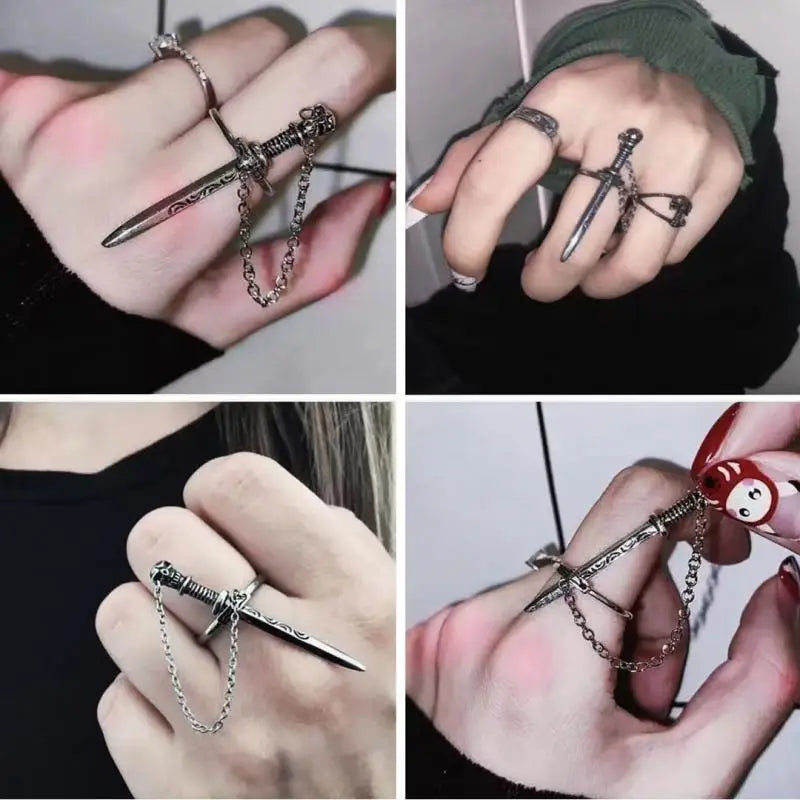 Punk Hip-Hop Sword Cross Rings