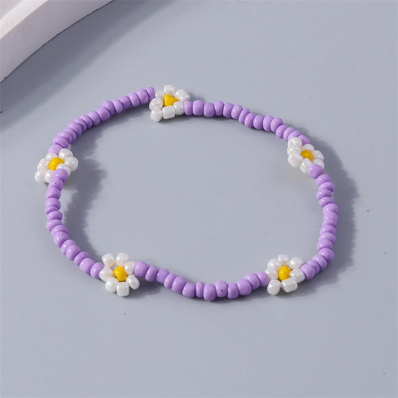 Bohemia Handmade Beaded Bracelets for Women Cute Flower Charms Beads Bracelets Girls Party Holiday Jewelry Decoration