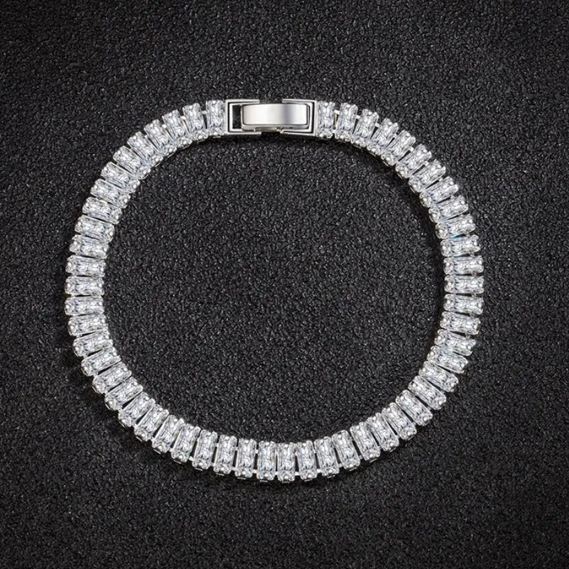 luxury designer 925 Sterling Silver fine Crystal Bracelet  For Women fashion Jewelry Engagement Wedding Glamour Jewelry 18CM