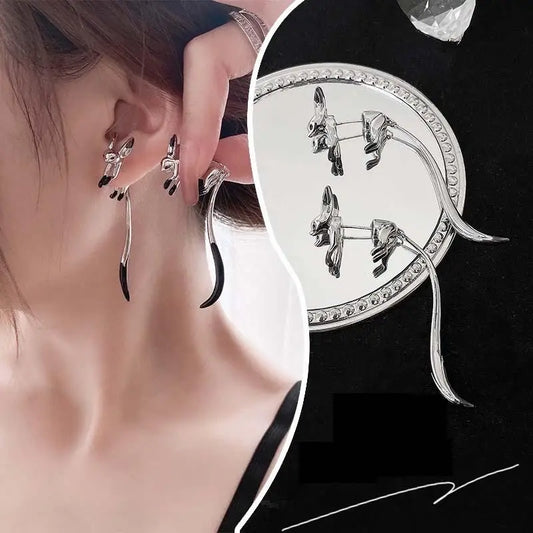 Long Tailed Fox Drop Dangle Earrings for Women Animal Stud Earrings New Punk Hiphop Halloween Cosplay Fashion Jewelry