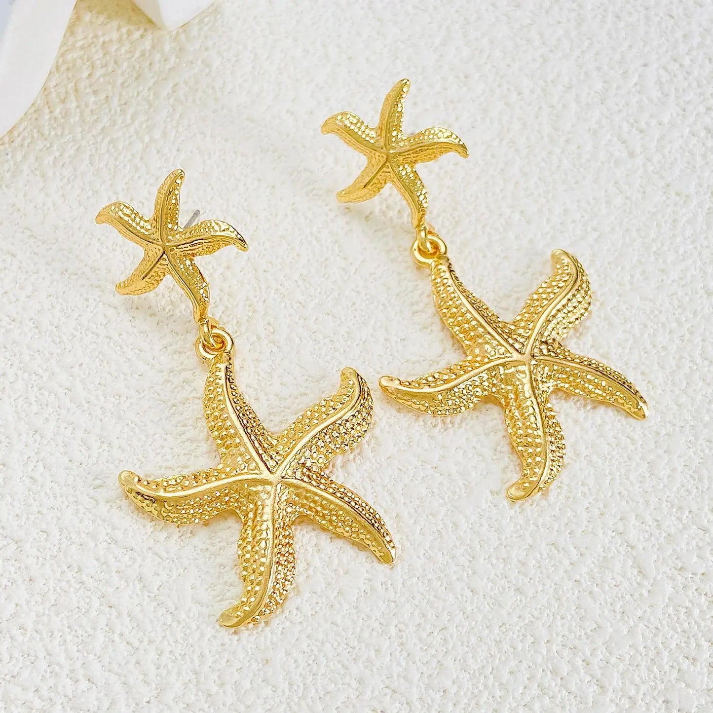 Exaggerated Boho Large Metal Starfish Stud Earrings for Women Ladies Trendy Summer Gold Color Earrings Fashion Jewelry New