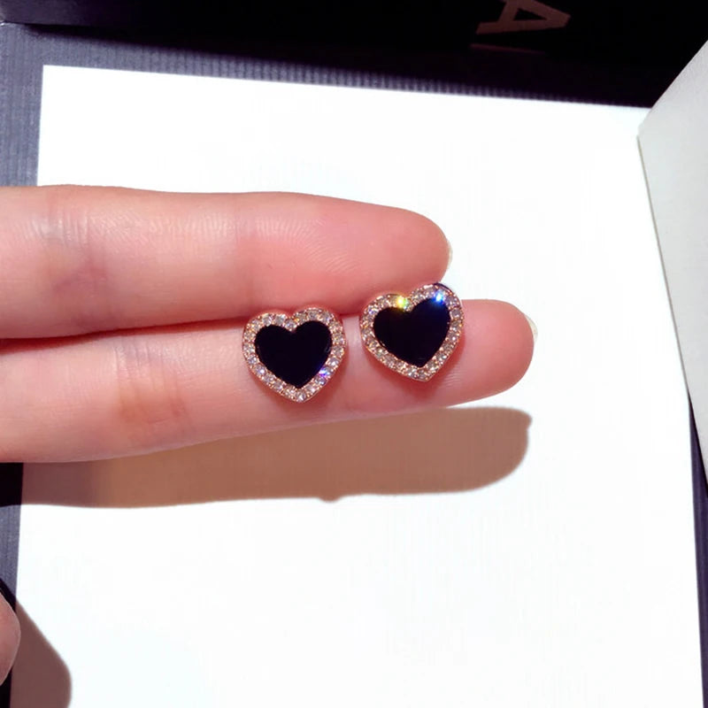 Cute Red Heart Stud Earrings For Women Luxury Temperament Wedding Party Romantic Earring Jewelry Accessories Girlfriend Gift