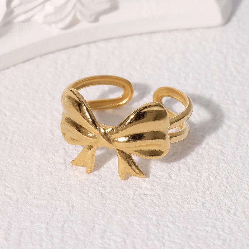 Gold Color Stainless Steel Ring Sweet Fashion