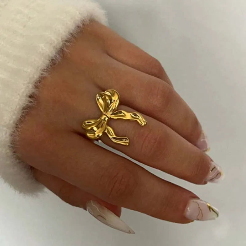 Gold Color Stainless Steel Ring Sweet Fashion